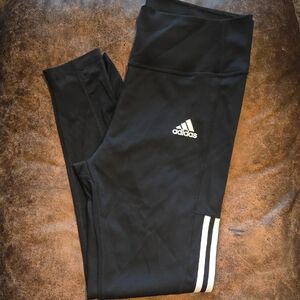 Adidas Women's Black Leggings with White Stripes Size L
